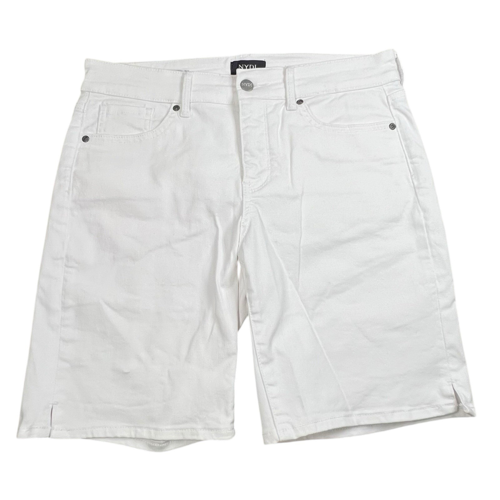 Nydj Lifttuck Technology Womens 8 White Ella 8 Inseam Denim Bermuda Short